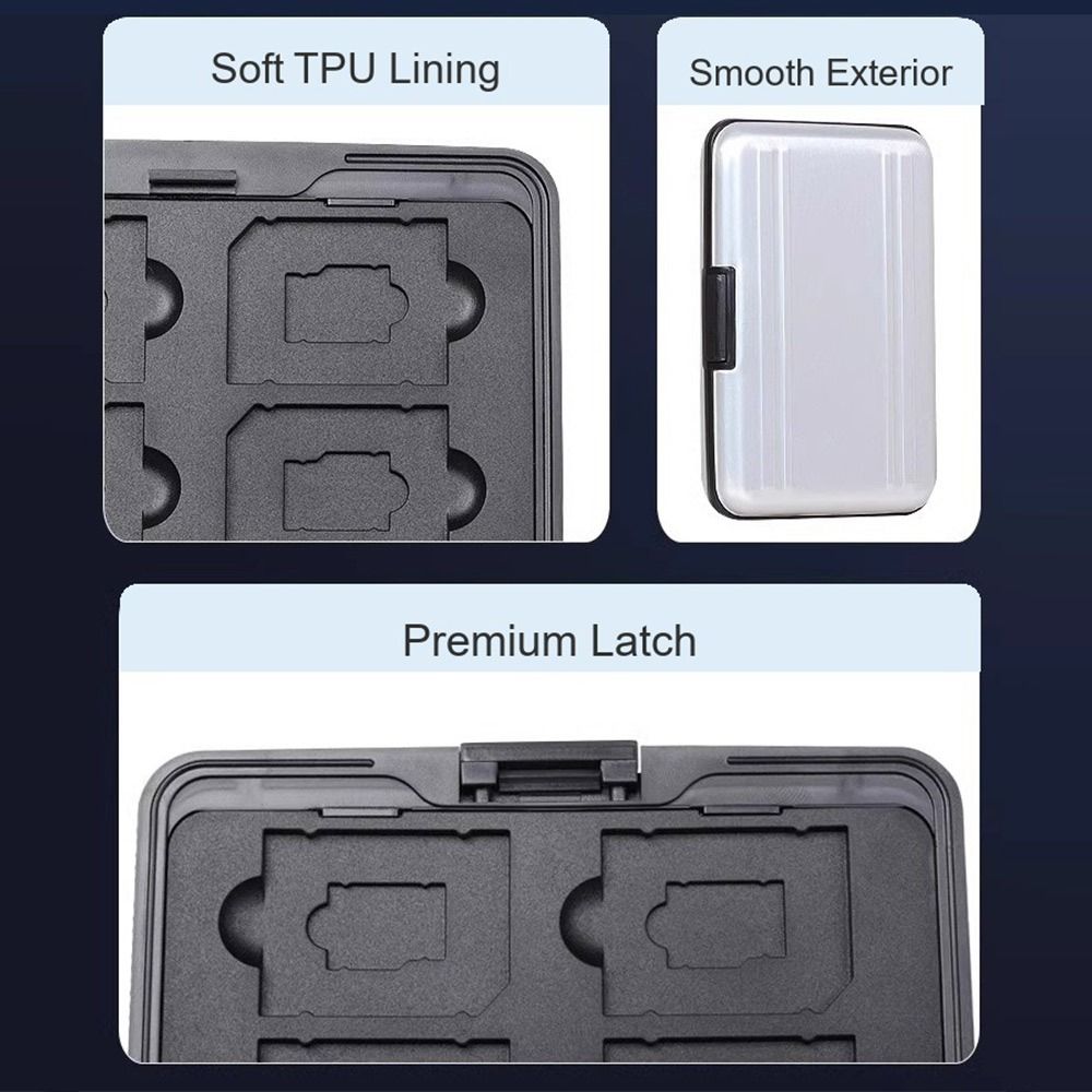 Micro Sd Card - กล่องใส่การ์ดหน่วยความจำ 16 ช่อง ป้องกันด้วยอะลูมิเนียมสองชั้น กล่องเก็บการ์ด SD