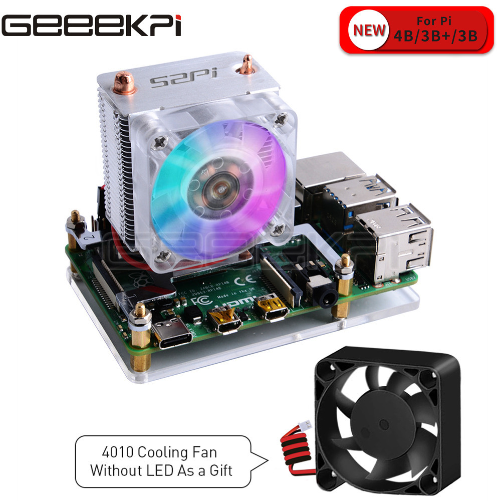 Pi 5 Case - GeeekPi Clear Black Ice Tower พัดลมทำความเย็น