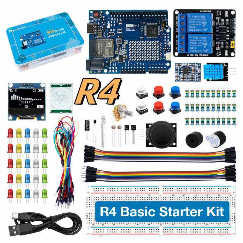 Arduino Kit - ชุดเริ่มต้นสำหรับการพัฒนา UNO R4 ที่รองรับ Wi-Fi พร้อมเซ็นเซอร์และส่วนประกอบอิเล็กทรอนิกส์