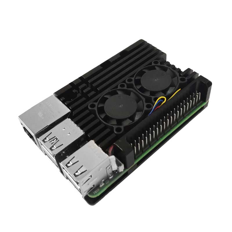 Pi 5 Case - เคสโลหะอลูมิเนียม Raspberry Pi 5 พร้อมพัดลมระบายความร้อนคู่