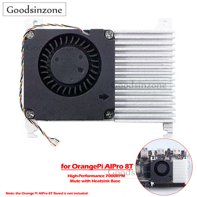 Pi Cooler - พัดลมระบายความร้อนพร้อมชุดฐานฮีทซิงค์สำหรับ Orange Pi AIPro - 7000RPM