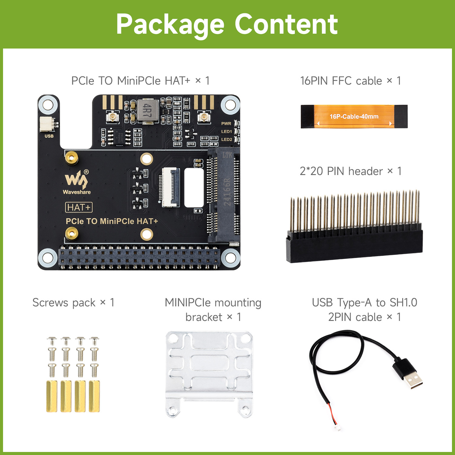 Raspberry Pi 5 - Waveshare PCIe TO MiniPCIe Adapter สําหรับ