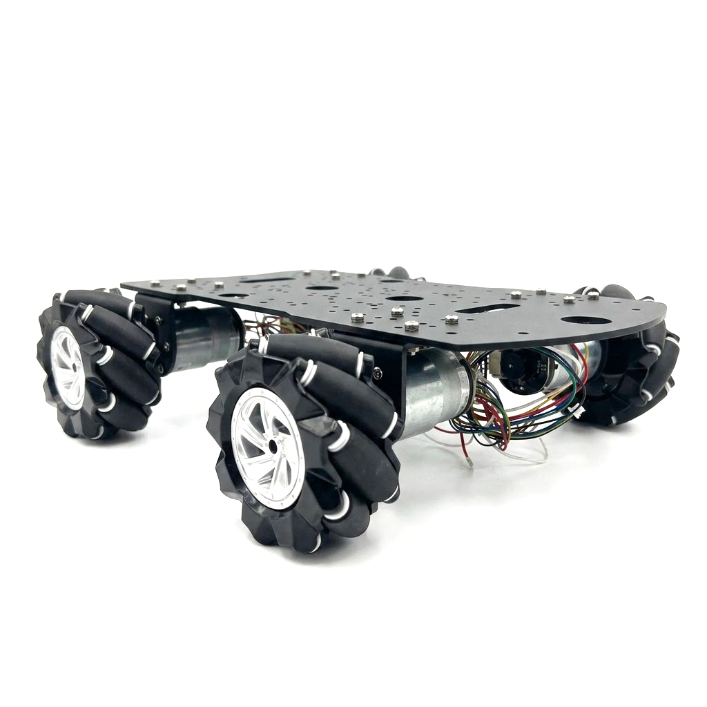 Raspberry Pi Kit - แชสซีรถหุ่นยนต์ล้อเมคานัม 4WD รับน้ำหนัก 15 กก. พร้อมมอเตอร์ฮอลล์