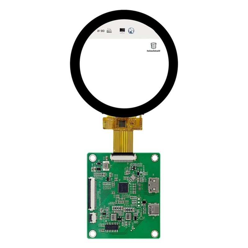 Raspberry Pi 5 - จอแสดงผลทรงกลม A52T DSI TFT LCD พร้อมบอร์ดไดรเวอร์ที่รองรับ