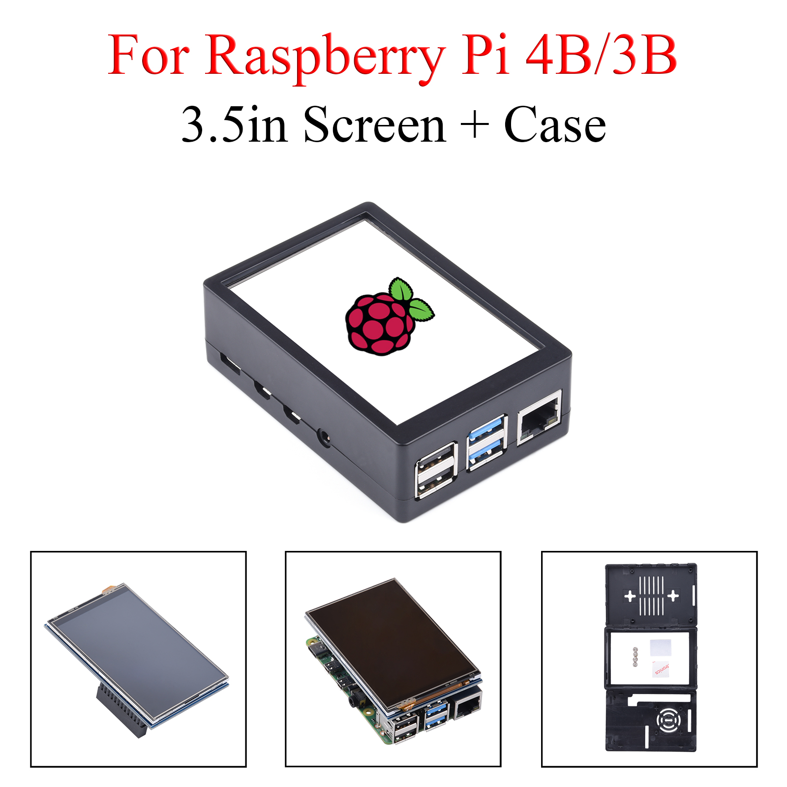 Pi 4 Case - หน้าจอสัมผัสขนาด 3.5 นิ้ว ความละเอียด 480*320 พร้อมเคสป้องกัน