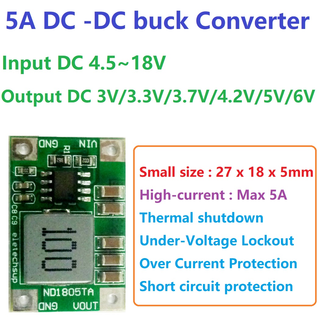 Raspberry Pi 4 - โมดูลแปลงแรงดันไฟฟ้า DC-DC แบบ Buck 5A 4.5-18V