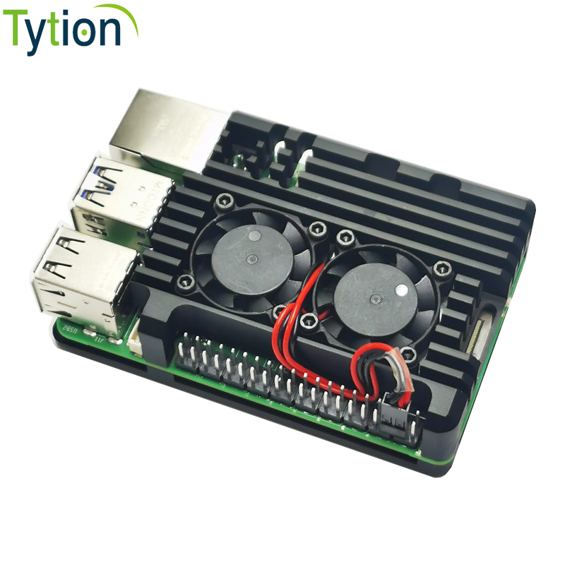 Pi 5 Case - เคส Raspberry Pi 5 พร้อมพัดลมระบายความร้อนคู่ โครงอะลูมิเนียมอัลลอยด์
