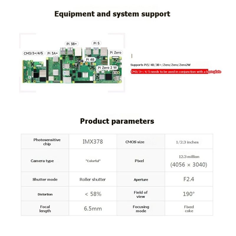 กล้อง IMX378-190 12.3MP ฟิชอาย - Pi Camera Module บทวิจารณ์และราคา